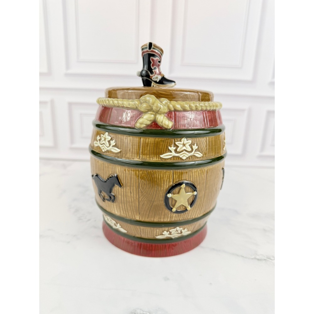 VTG Sonoma Happy Trails Cookie Jar Western Cowboy Horse Equestrian 8'" Tall